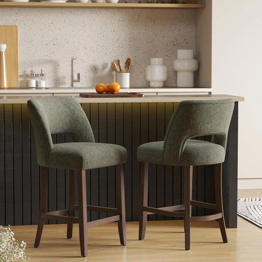 Bar Stools Set of 2, Upholstered Counter Height