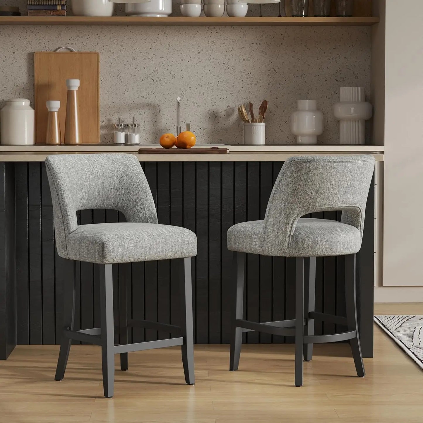 Bar Stools Set of 2, Upholstered Counter Height