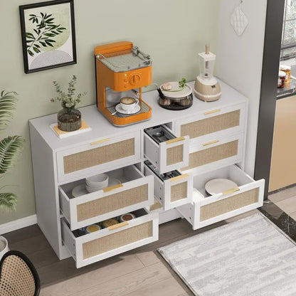 Rattan Storage with 9 Drawers and Metal Handles