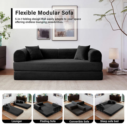 79'' Boneless Couch Foldable, Futon Sleeper Sofa