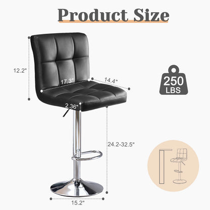 Set of 2 Upholstered Counter Height Bar Stools,