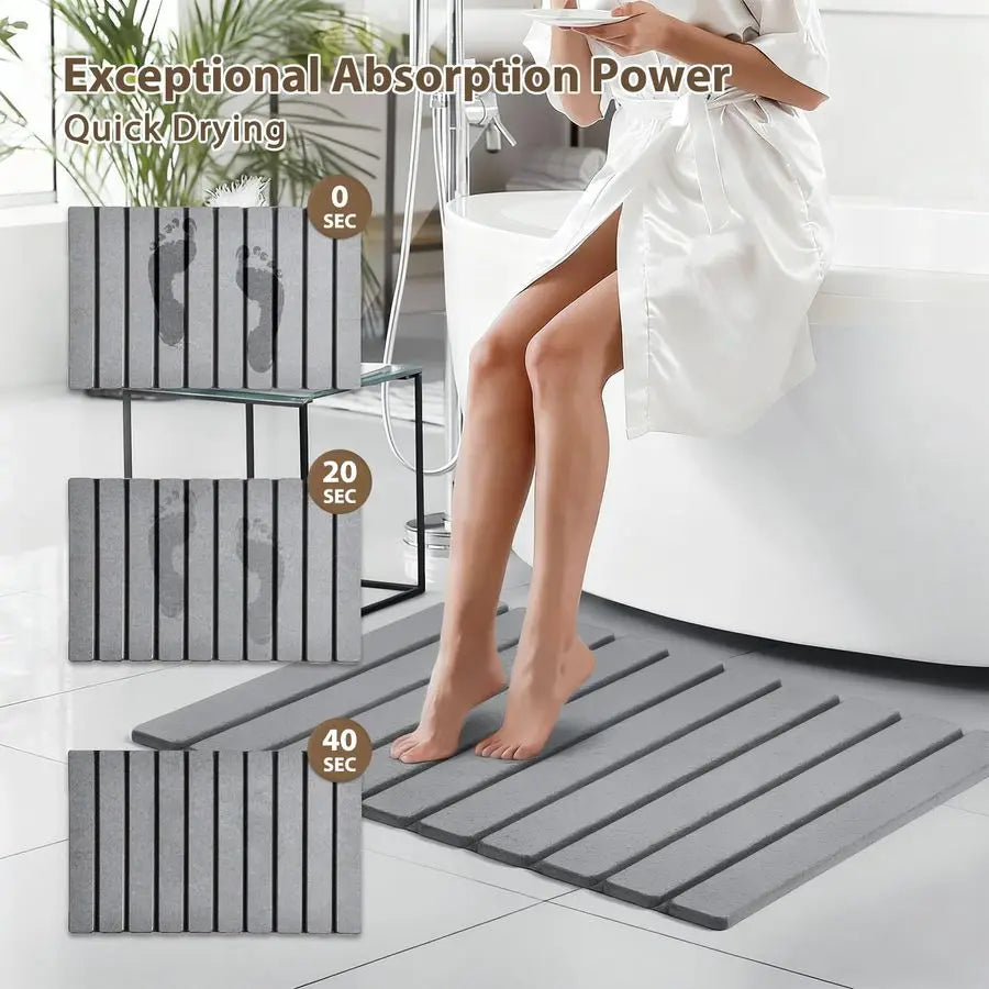 Stone Bath Mat with Absorbing Tray, 2 Piece Set