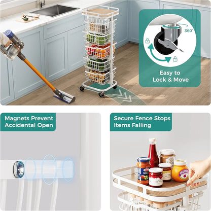 5-Tier Rotating Basket Storage Cart