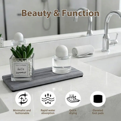 Stone Bath Mat with Absorbing Tray, 2 Piece Set