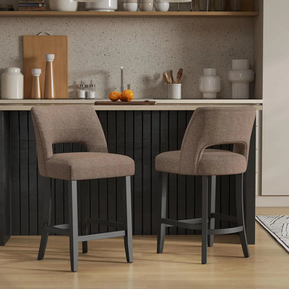 Bar Stools Set of 2, Upholstered Counter Height