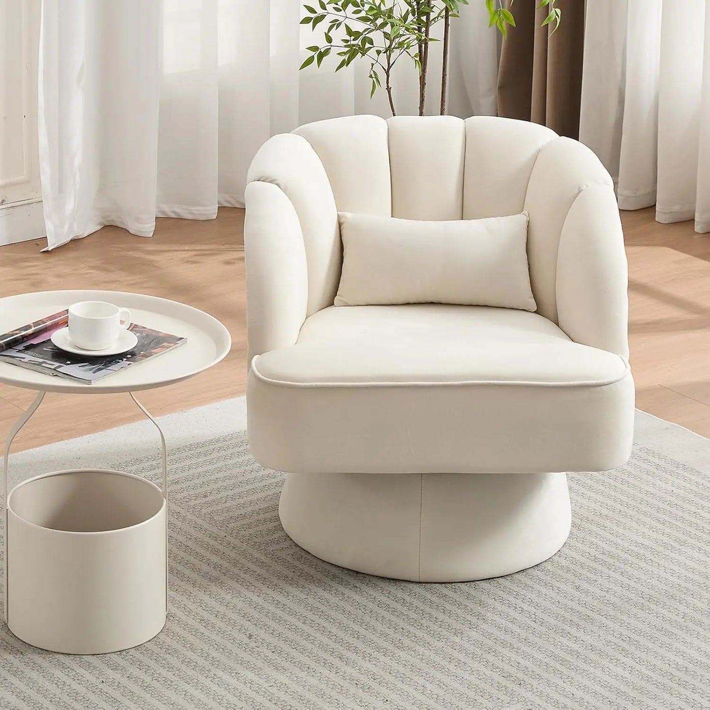 360° Swivel Velvet Barrel Chair