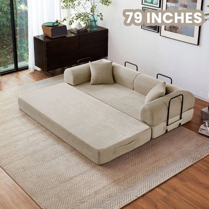 79'' Boneless Couch Foldable, Futon Sleeper Sofa