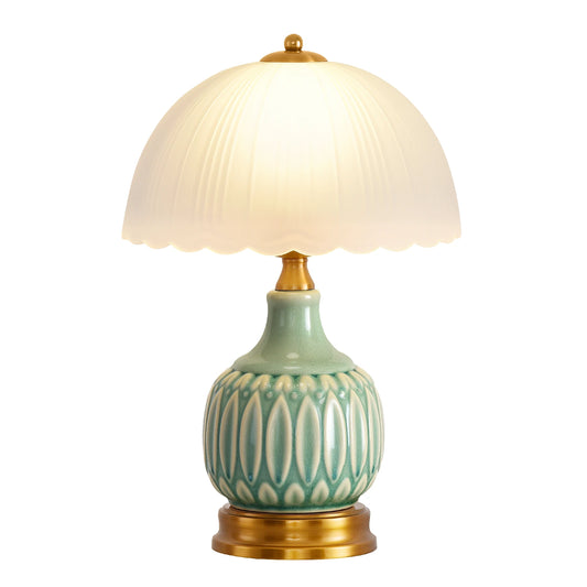 16" Table Lamp 3-way Light, Hand Blown Shade