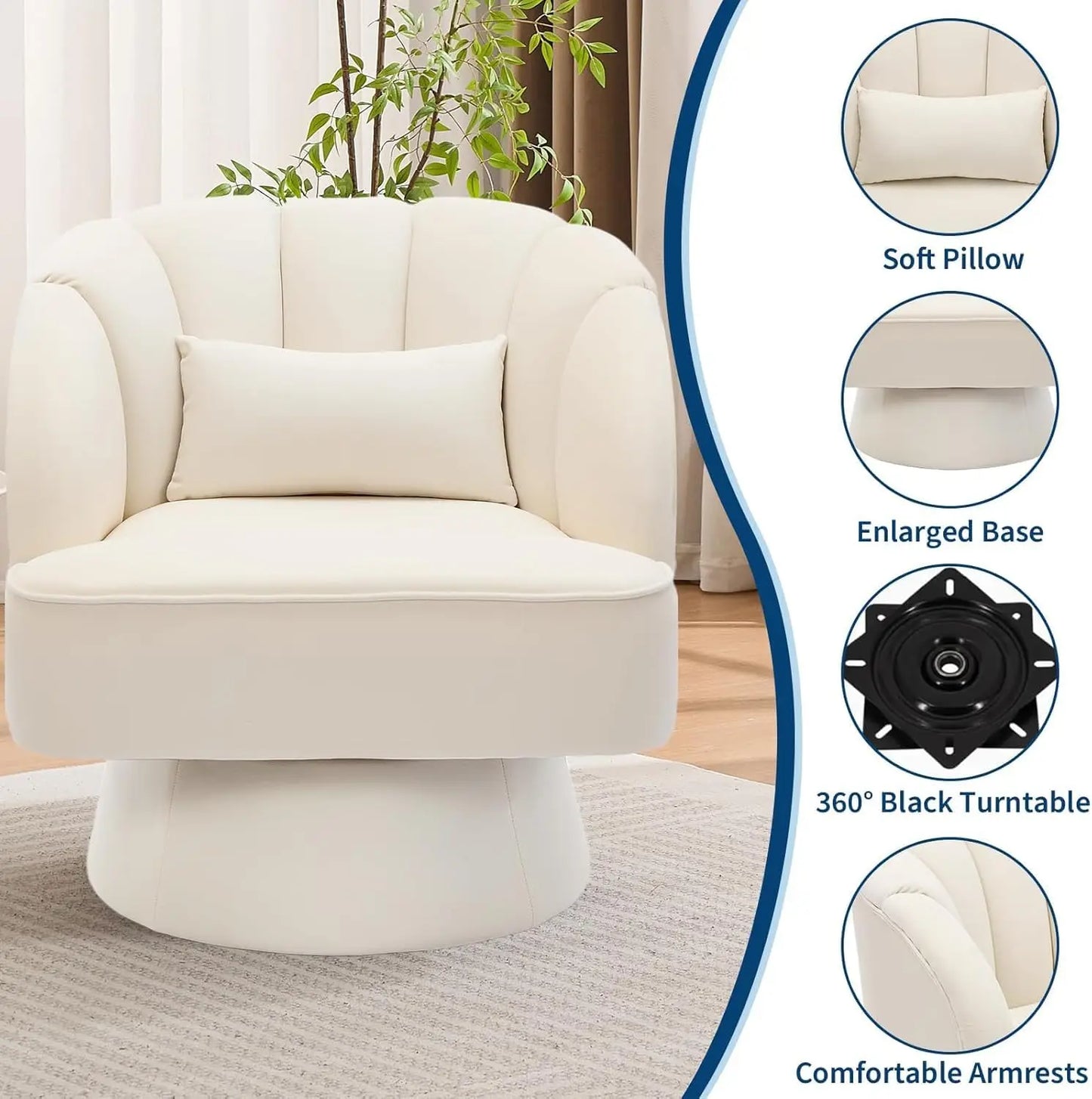 360° Swivel Velvet Barrel Chair