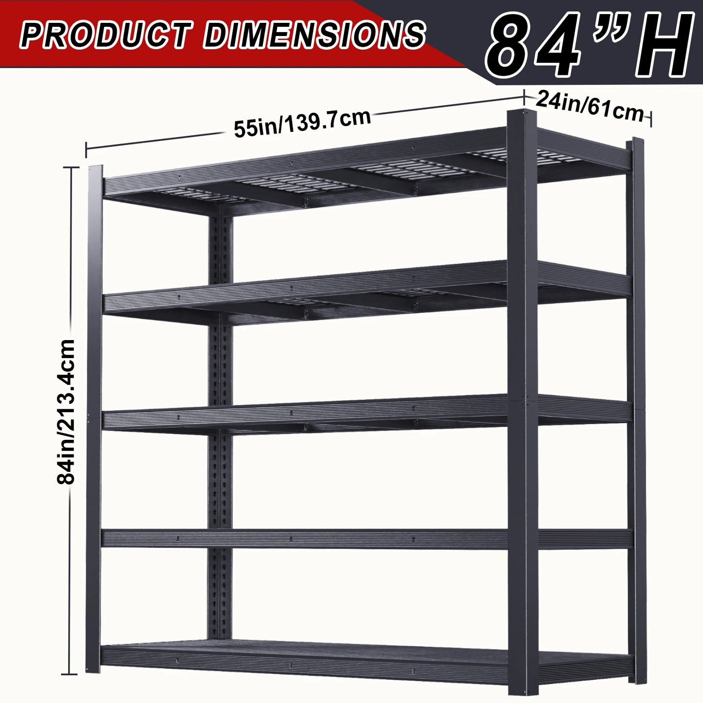Metal Garage Shelving Unit, Heavy-duty 5-tier