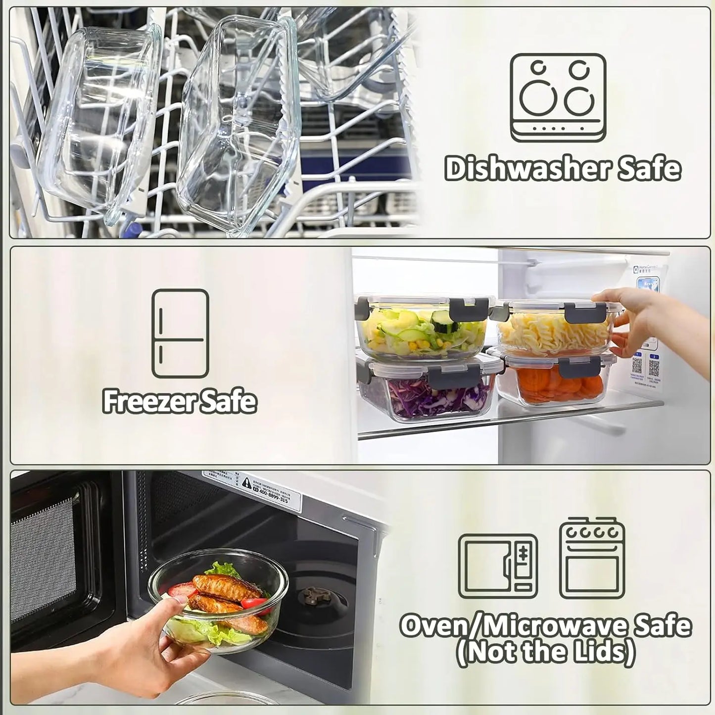 30-Piece Glass Food Storage Set, Lids