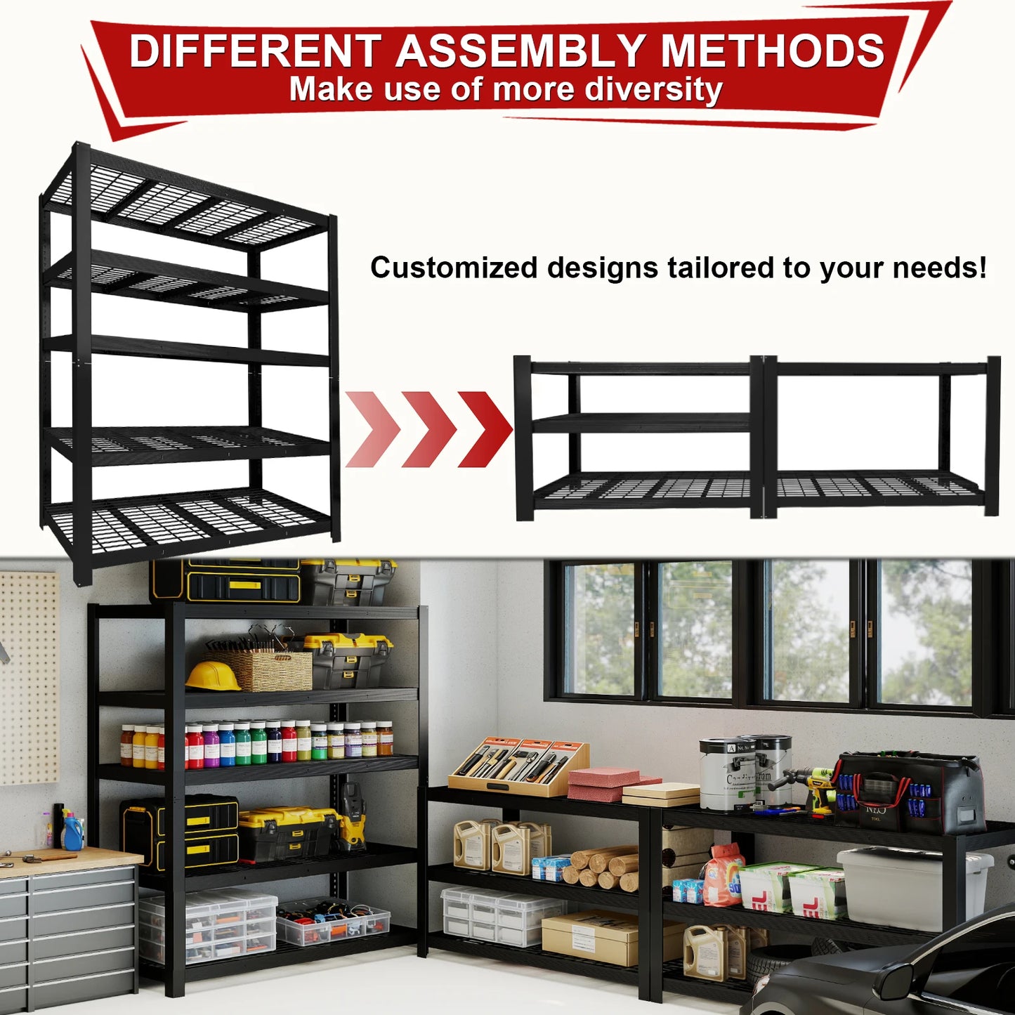 Metal Garage Shelving Unit, Heavy-duty 5-tier