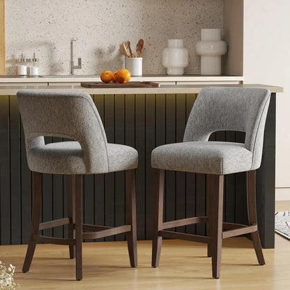 Bar Stools Set of 2, Upholstered Counter Height