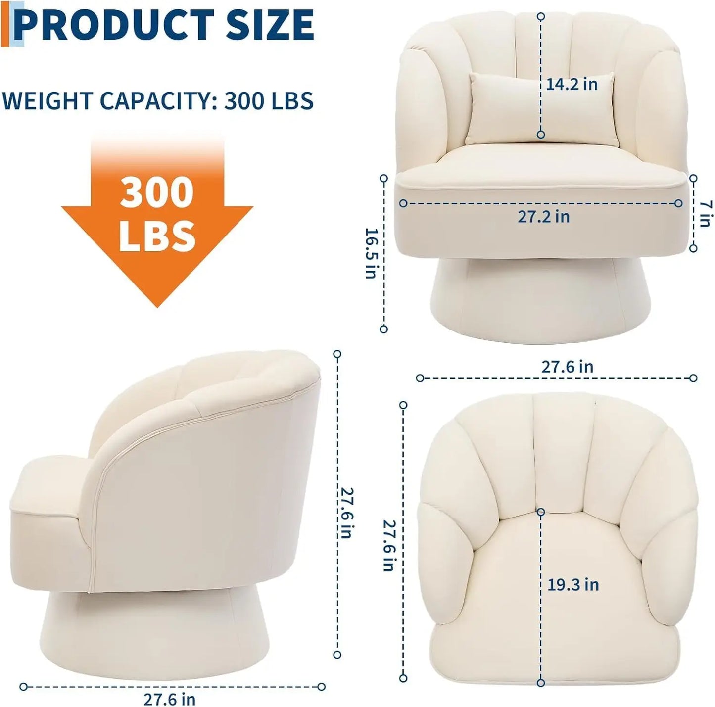 360° Swivel Velvet Barrel Chair