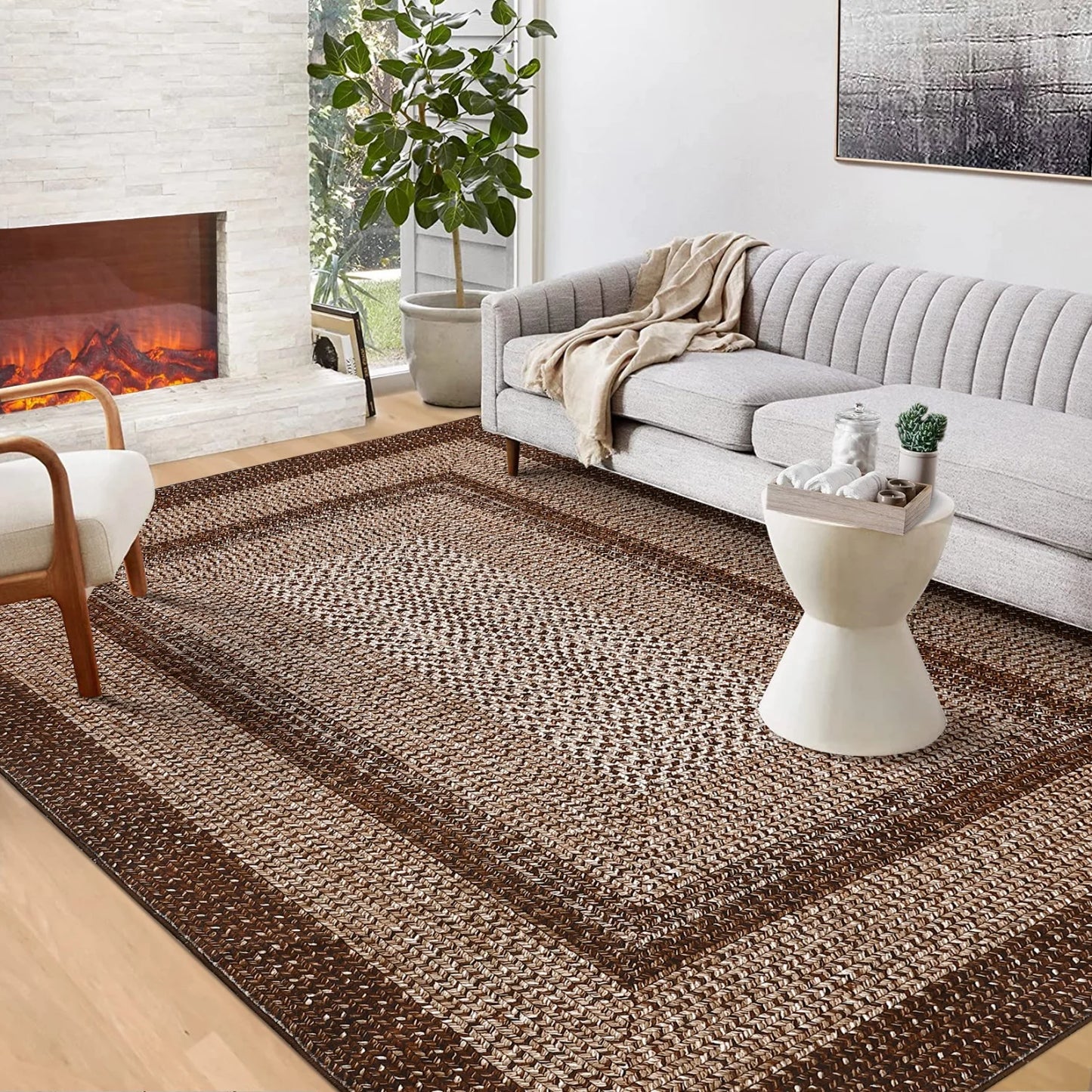Washable Area Rugs Braided Non Slip