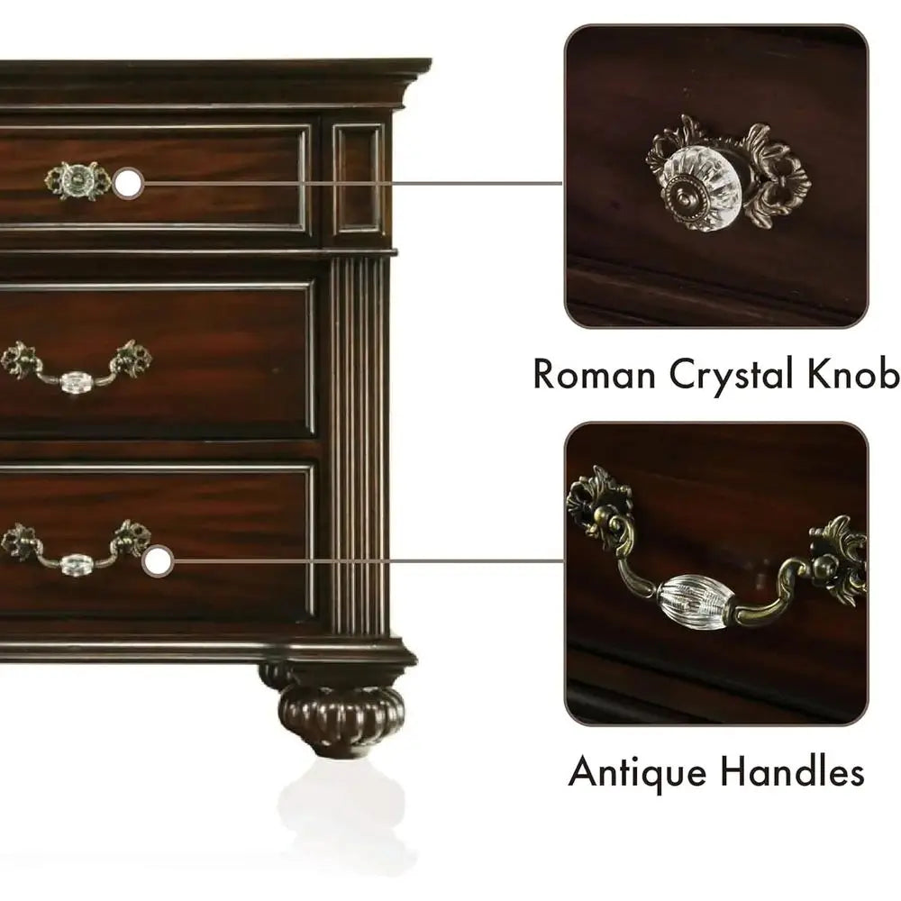6-Piece Set: Frame:Head & Foot Boards, Chest, Mirror, Dresser, 2 Nightstands, Queen