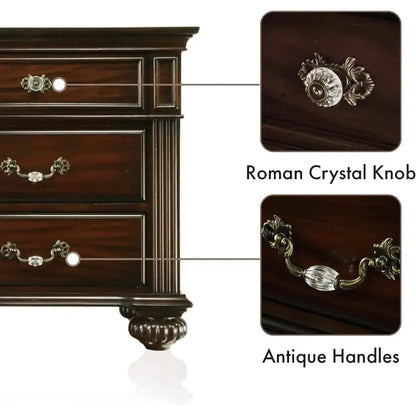 6-Piece Set: Frame:Head & Foot Boards, Chest, Mirror, Dresser, 2 Nightstands, Queen