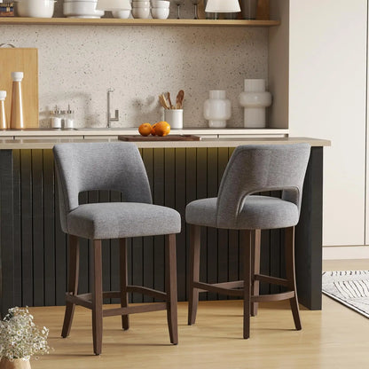 Bar Stools Set of 2, Upholstered Counter Height